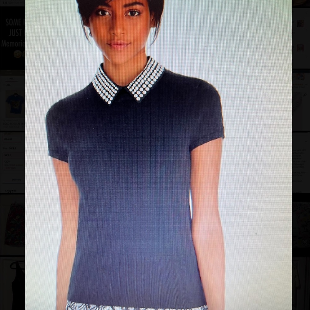 WHITE HOUSE BLACK MARKET GENIUS SHORT SLEEVE COLLAR SWEATER SIZE MEDIUM NWT!